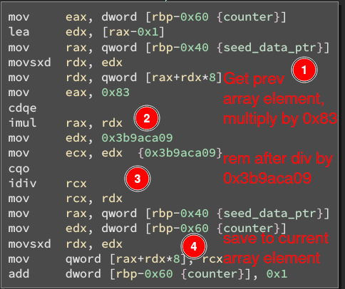 array[n] = array[n-1] times 0x83 modulo 0x3b9aca09